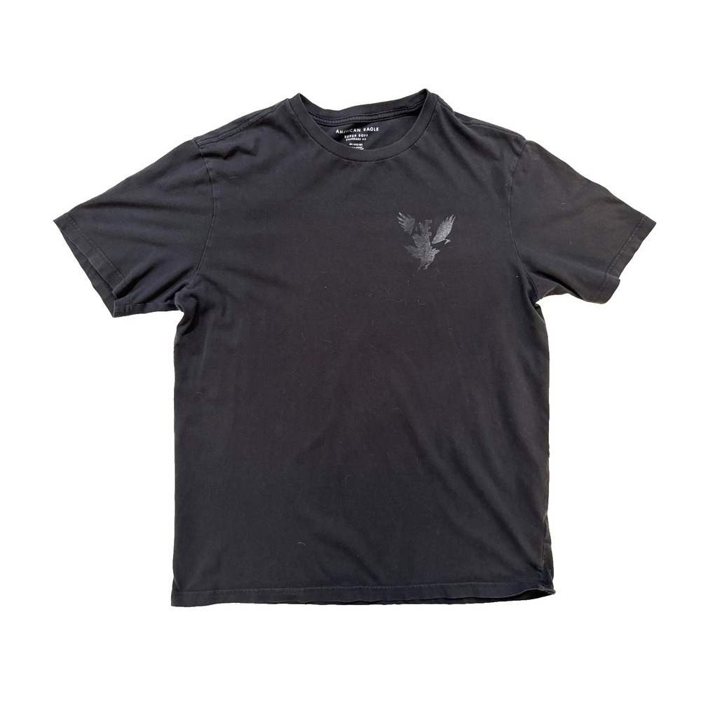 American Eagle TShirt Mens Medium Black‎ Super Soft Standard Fit Graphic Tee Y2K